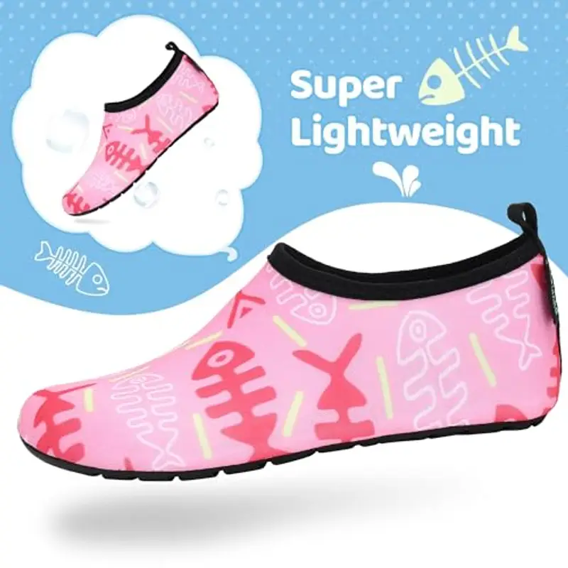 SAGUARO Bambini Scarpe da Acqua Ragazzi e Ragazze Sport Acquatici Nuoto Scarpe da Immersione Piscina da Spiaggia Suole Antiscivolo ad Asciugatura Rapida, Cherry Blossom Rosa 32/33 EU miniatura 2