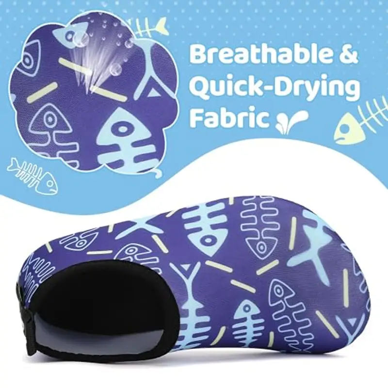 SAGUARO Bambini Scarpe da Immersione Scarpette da Mare Spiaggia Scarpe da Acqua Sportive Acquatici Nuotare Suole Antiscivolo per Beach Bagno Yoga, Slate Blue 24/25 EU miniatura 3