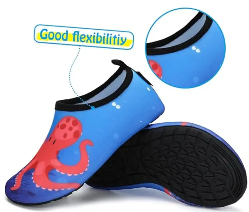SAGUARO Scarpe da Scogli Bambino Bambina Scarpe Mare Bambini Scarpette Scogli Ragazze Ragazzi Scarpette Mare Antiscivolo Scarpe Immersione Leggere Scarpe Acqua Scarpe Nuoto Stile: 6 Blu B, Gr.24/25 EU miniatura 2