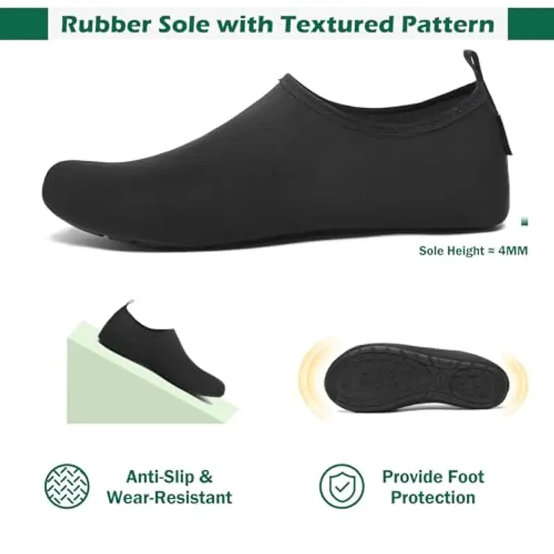 SAGUARO Scarpe da Scoglio Donna Uomo Scarpette Scoglio Scarpette Mare Scogli Antiscivolo Scarpe Mare Scoglio per Spiaggia Acqua Immersione Solido Nero Gr.46/47 miniatura 3