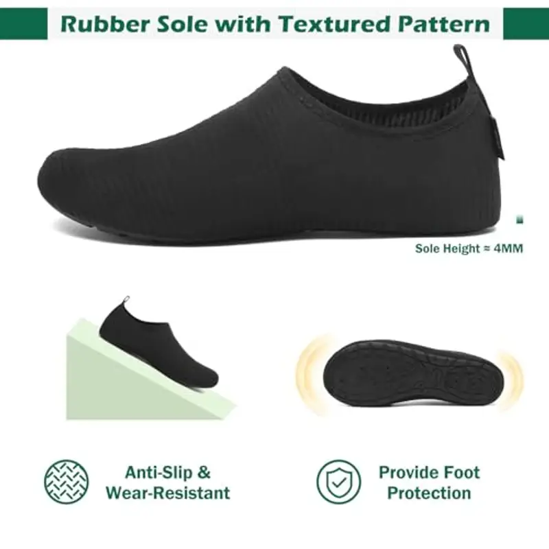 SAGUARO Scarpe da Scoglio Donna Uomo Scarpette Scoglio Scarpette Mare Scogli Antiscivolo Scarpe Mare Scoglio per Spiaggia Acqua Immersione Strisce Nero fumé Gr.38/39 miniatura 3