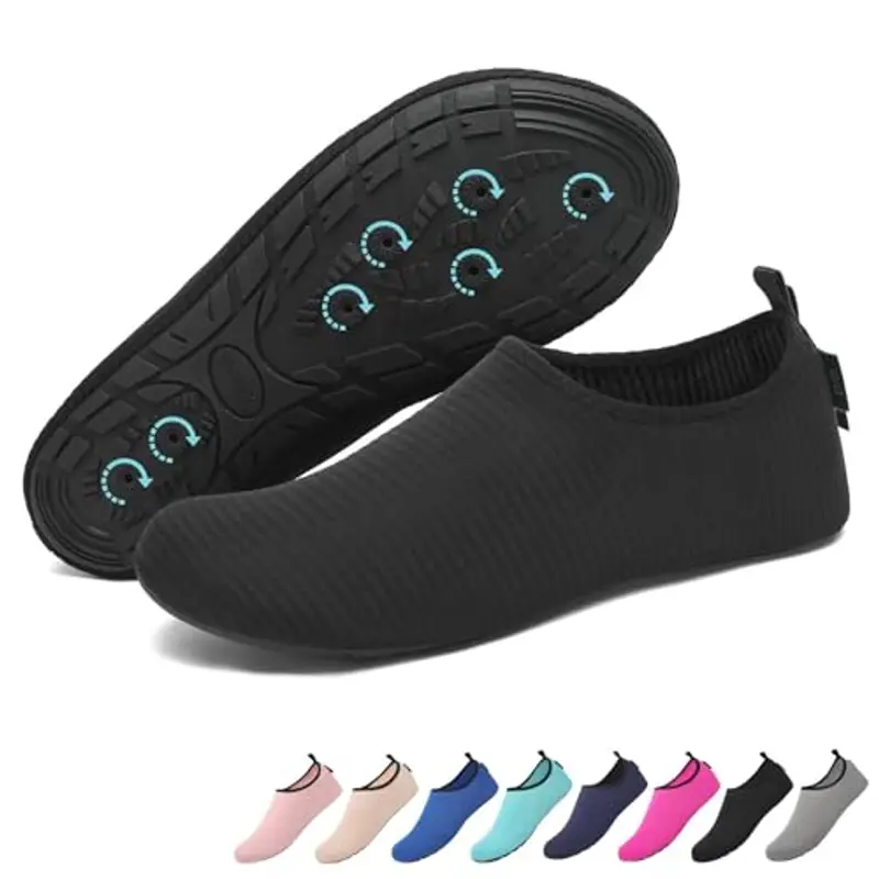 SAGUARO Scarpe da Scoglio Donna Uomo Scarpette Scoglio Scarpette Mare Scogli Antiscivolo Scarpe Mare Scoglio per Spiaggia Acqua Immersione Strisce Nero fumé Gr.40/41