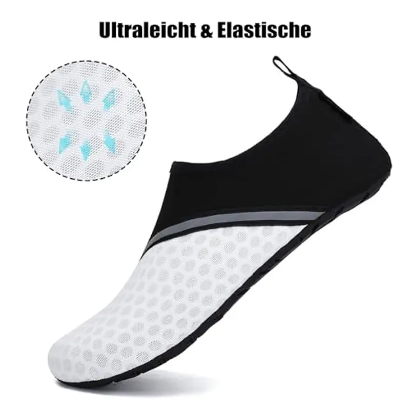 SAGUARO Scarpe da Scoglio Uomo Donna Scarpette Scoglio Leggere Scarpe Mare Asciugatura Rapida Scarpette Mare Scarpe Spiaggia Antiscivolo Scarpe per Acqua Immersione Surf Bianco Fumo Gr. 40/41 EU miniatura 2