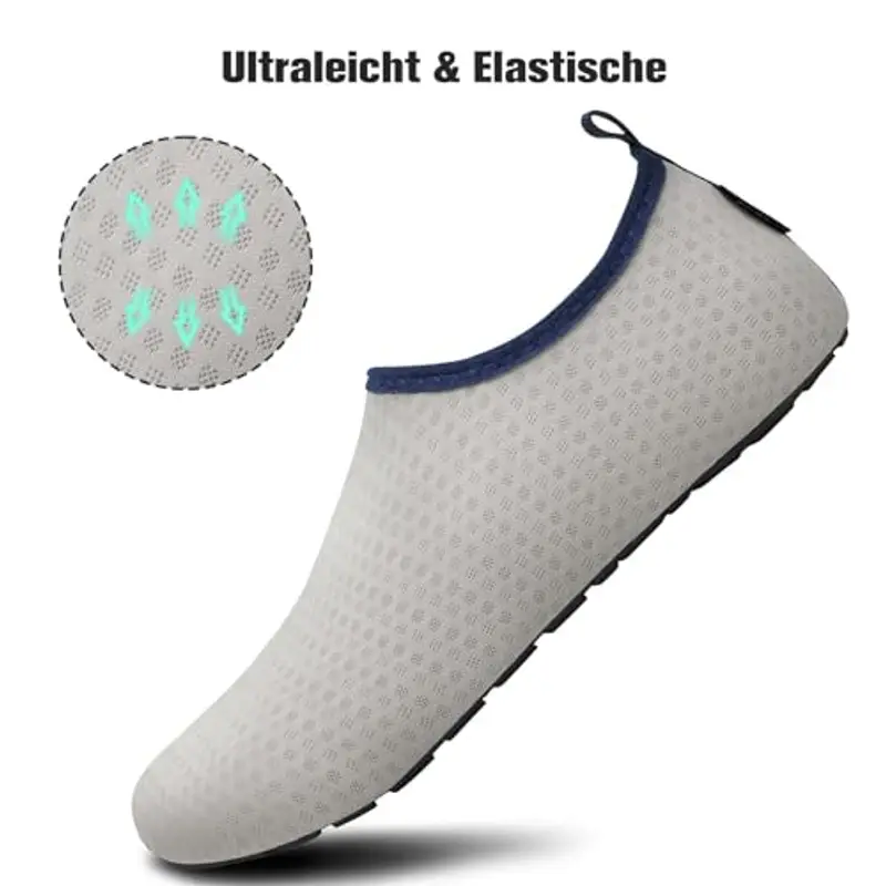 SAGUARO Scarpe da Scoglio Uomo Donna Scarpette Scoglio Leggere Scarpe Mare Asciugatura Rapida Scarpette Mare Scarpe Spiaggia Antiscivolo Scarpe per Acqua Immersione Surf Grigio Taupe Gr. 42/43 EU miniatura 2