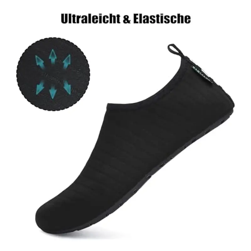 SAGUARO Scarpe da Scoglio Uomo Donna Scarpette Scoglio Leggere Scarpe Mare Asciugatura Rapida Scarpette Mare Scarpe Spiaggia Antiscivolo Scarpe per Acqua Immersione Surf Nero Fumoso Gr. 44/45 EU miniatura 2