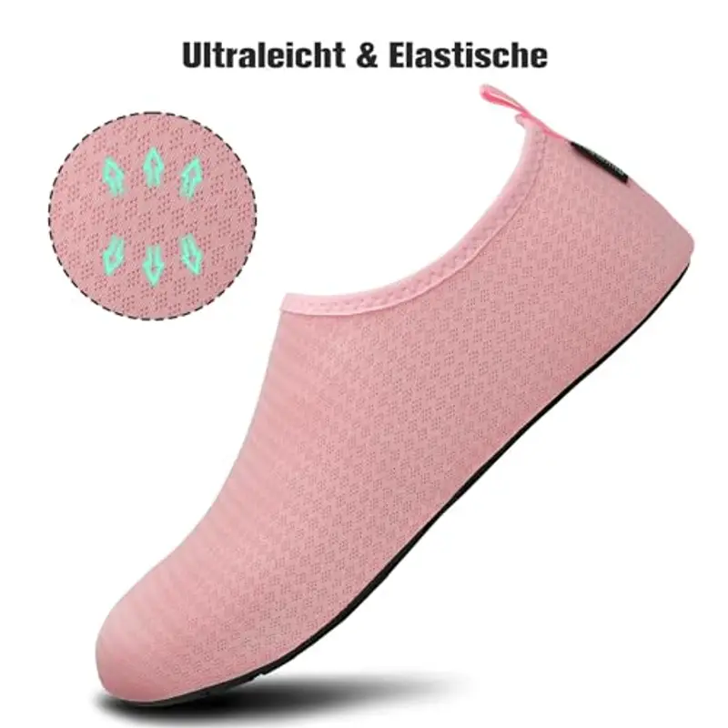 SAGUARO Scarpe da Scoglio Uomo Donna Scarpette Scoglio Leggere Scarpe Mare Asciugatura Rapida Scarpette Mare Scarpe Spiaggia Antiscivolo Scarpe per Acqua Immersione Surf Rosa Gr. 40/41 EU miniatura 2
