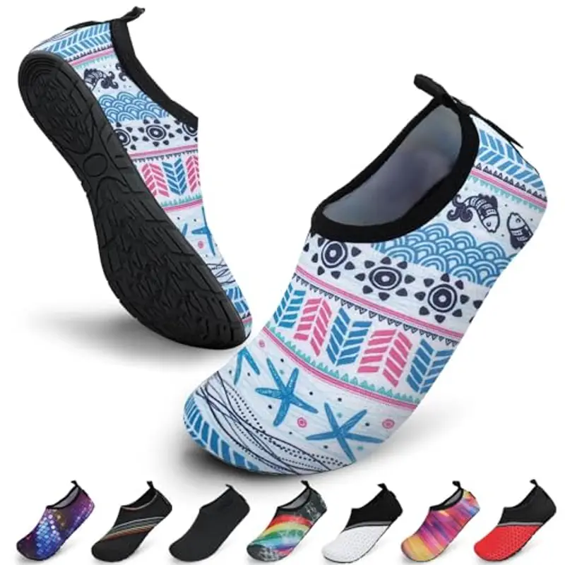 SAGUARO Scarpette Scoglio Uomo Donna Scarpe da Sport Acquatici Barefoot Scarpe da Piscina Spiaggia Canottaggio Mare Fiume Nuoto Surf Vela Calzini per Immersione (Bohemia Bianco,42/43 EU)