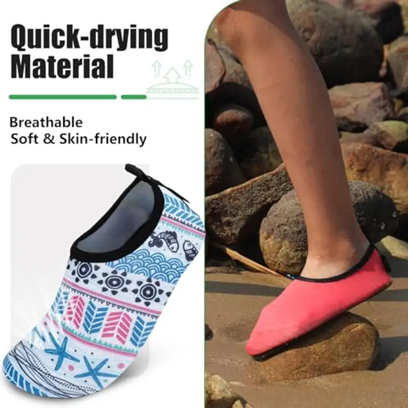 SAGUARO Scarpette Scoglio Uomo Donna Scarpe da Sport Acquatici Barefoot Scarpe da Piscina Spiaggia Canottaggio Mare Fiume Nuoto Surf Vela Calzini per Immersione (Bohemia Bianco, 42/43 EU) miniatura 2