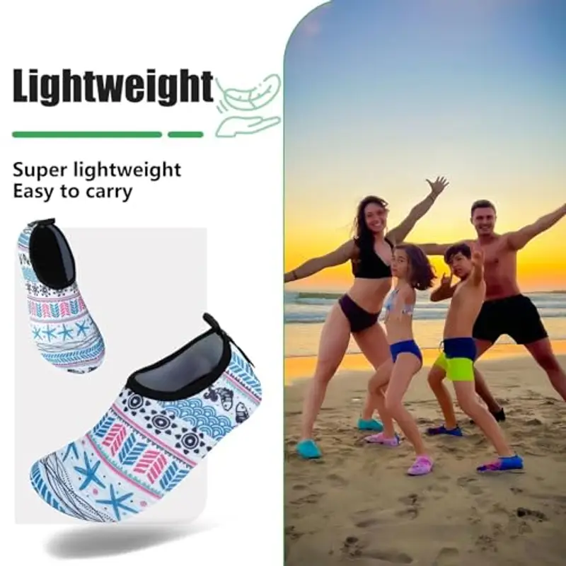 SAGUARO Scarpette Scoglio Uomo Donna Scarpe da Sport Acquatici Barefoot Scarpe da Piscina Spiaggia Canottaggio Mare Fiume Nuoto Surf Vela Calzini per Immersione (Bohemia Bianco, 42/43 EU) miniatura 3