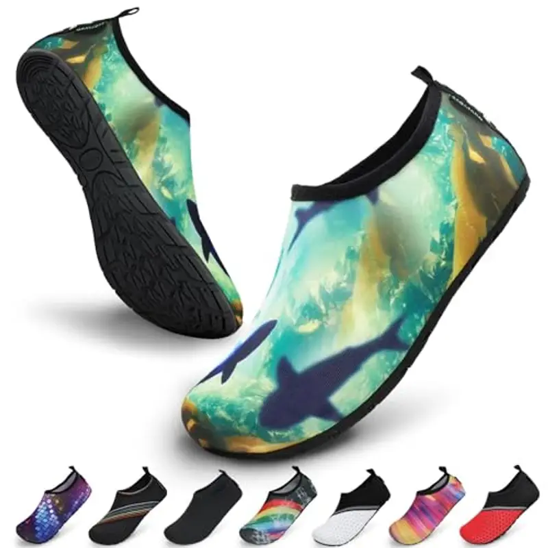 SAGUARO Scarpette Scoglio Uomo Donna Scarpe da Sport Acquatici Barefoot Scarpe da Piscina Spiaggia Canottaggio Mare Fiume Nuoto Surf Vela Calzini per Immersione (Multicolore,46/47 EU)