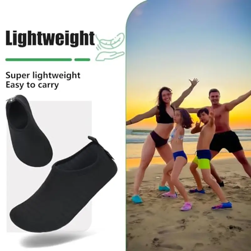 SAGUARO Scarpette Scoglio Uomo Donna Scarpe da Sport Acquatici Barefoot Scarpe da Piscina Spiaggia Canottaggio Mare Fiume Nuoto Surf Vela Calzini per Immersione (Nero, 38/39 EU) miniatura 3