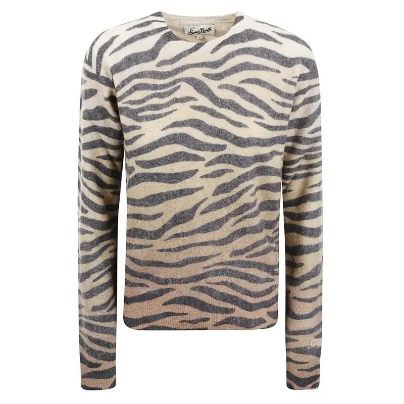 maglia girocollo donna in lana con stampa animalier