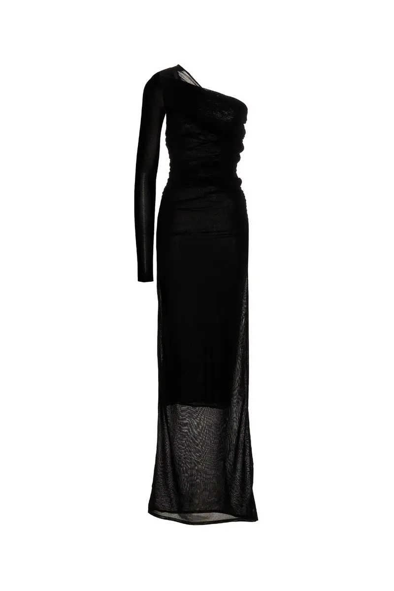 Abito Lungo Drappeggio Nero