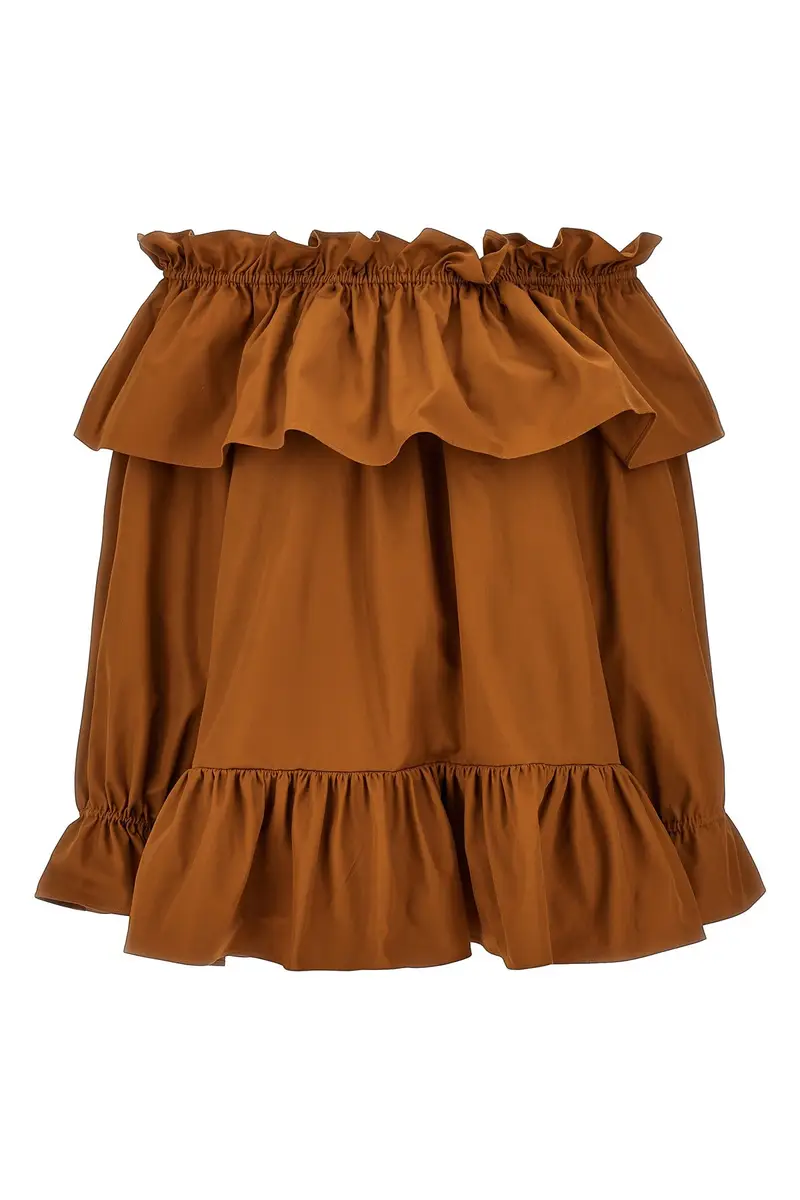 Abito Mini Balze Marrone