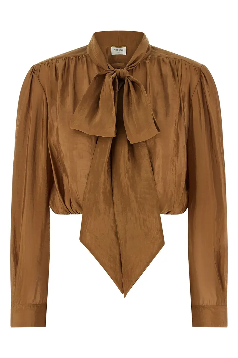 Blusa Collo Lavallière Marrone