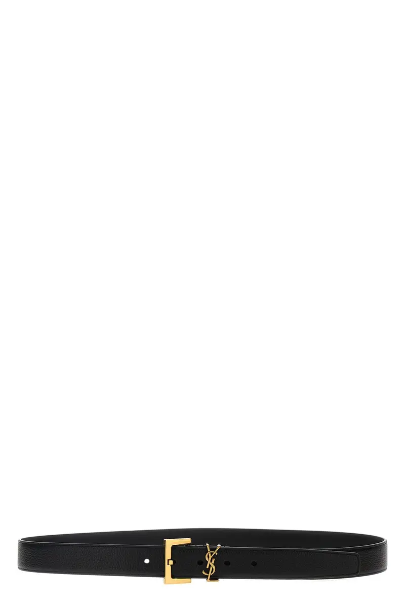 Saint Laurent Cintura Cassandre Nero in pelle