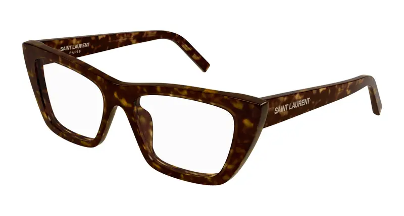 SAINT LAURENT Donna SL 276 MICA OPT 004 Montature da vista Acetato Havana Trasparente Cat Eye Antiriflesso