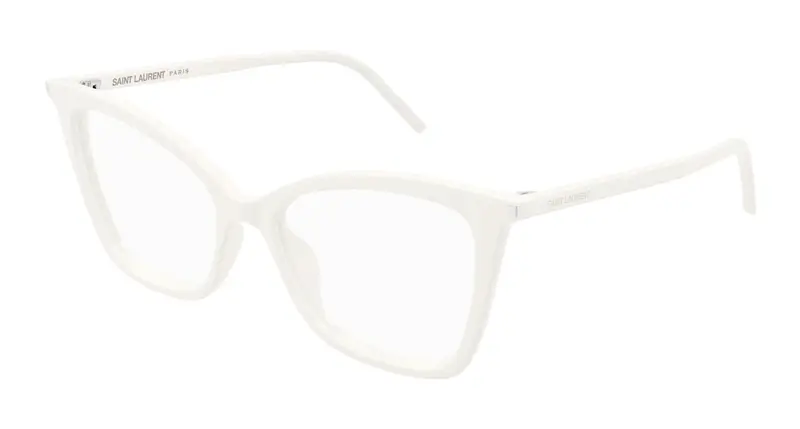 SAINT LAURENT Donna SL 386 014 Montature da vista Acetato Bianco Trasparente Cat Eye