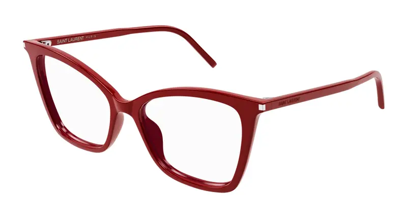 SAINT LAURENT Donna SL 386 015 Montature da vista Acetato Rosso Trasparente Cat Eye