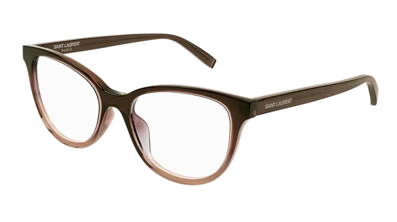 SAINT LAURENT Donna SL 504 004 Montature da vista Acetato Marrone Trasparente Cat Eye