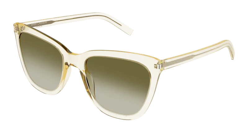 SAINT LAURENT Donna SL 548 SLIM 006 Occhiali da sole Acetato Giallo Marrone Cat Eye Normale Sfumato