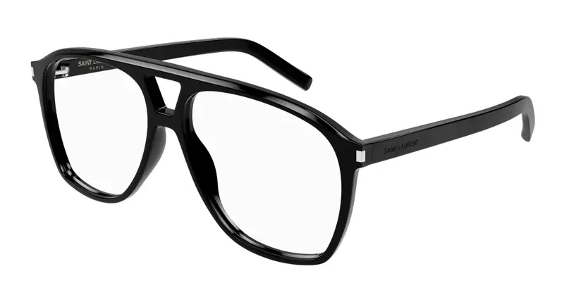 SAINT LAURENT Donna SL 596 DUNE OPT 001 Montature da vista Acetato Nero Trasparente Pilot