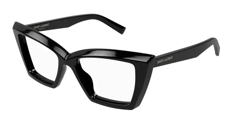 SAINT LAURENT Donna SL 657 OPT 001 Montature da vista Acetato Nero Trasparente Cat Eye