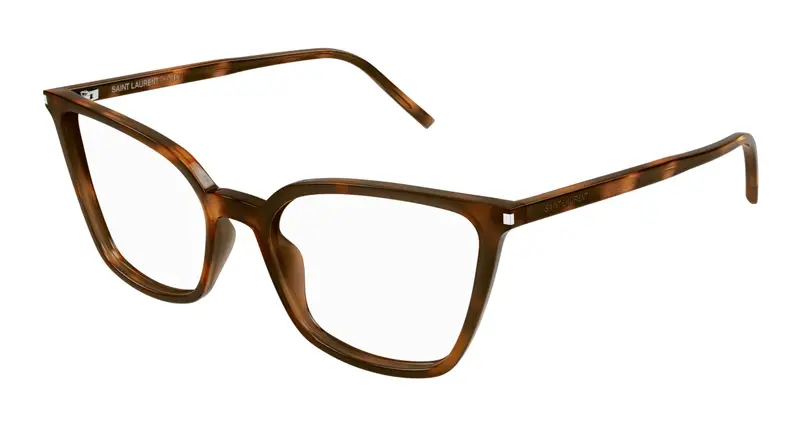 SAINT LAURENT Donna SL 669 003 Montature da vista Acetato Havana Trasparente Cat Eye