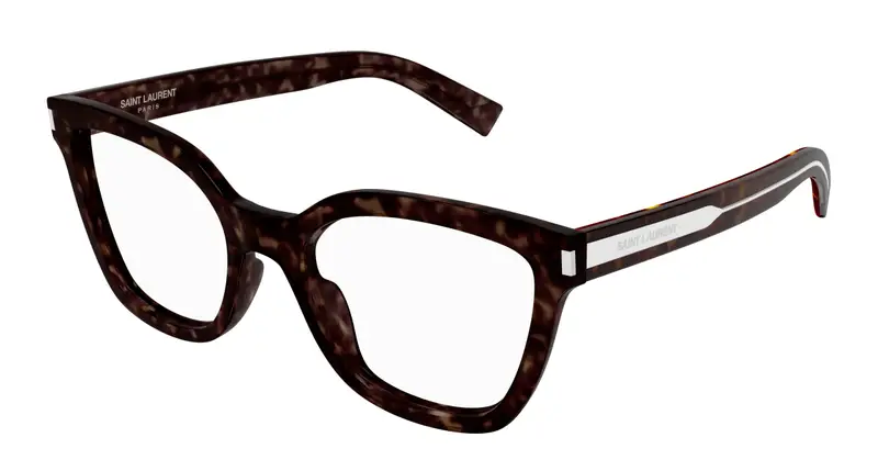 SAINT LAURENT Donna SL 748 002 Montature da vista Acetato Havana Trasparente Cat Eye