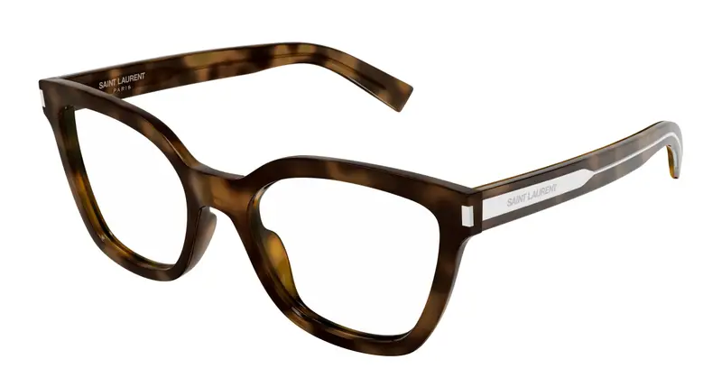 SAINT LAURENT Donna SL 748 003 Montature da vista Acetato Havana Trasparente Cat Eye