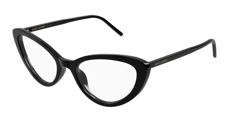 SAINT LAURENT Donna SL 777 001 Montature da vista Acetato Nero Trasparente Cat Eye