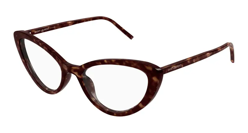 SAINT LAURENT Donna SL 777 002 Montature da vista Acetato Havana Trasparente Cat Eye