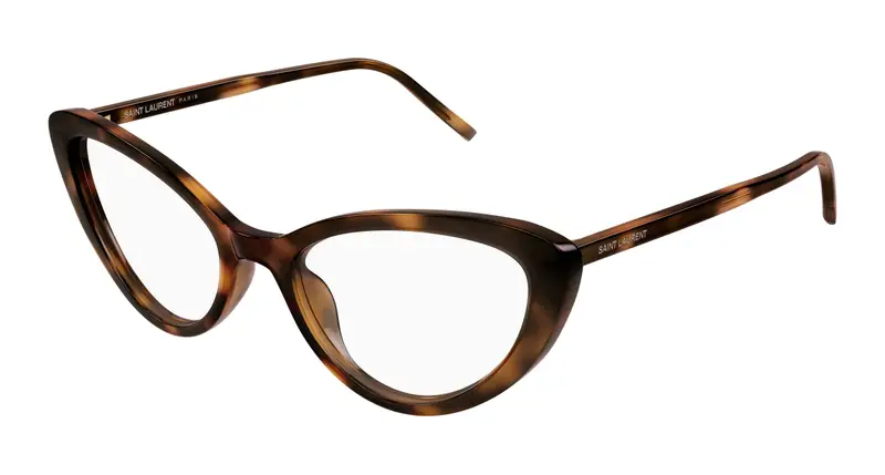 SAINT LAURENT Donna SL 777 003 Montature da vista Acetato Havana Trasparente Cat Eye