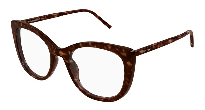 SAINT LAURENT Donna SL 778 002 Montature da vista Acetato Havana Trasparente Cat Eye