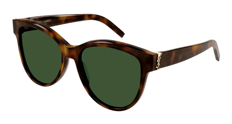 SAINT LAURENT Donna SL M107 003 Occhiali da sole Acetato Havana Verde Cat Eye Normale