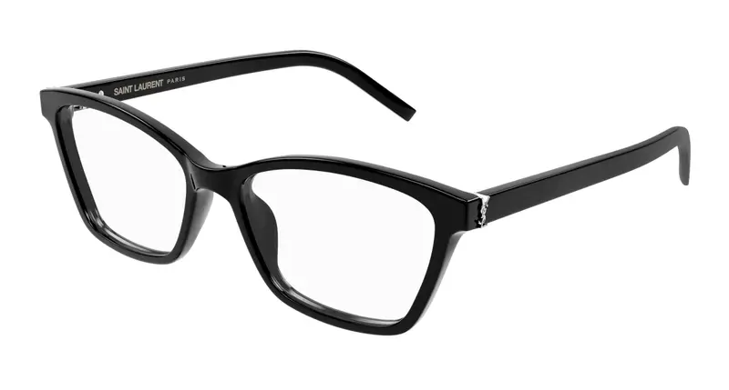 SAINT LAURENT Donna SL M128 001 Montature da vista Acetato Nero Trasparente Cat Eye Antiriflesso