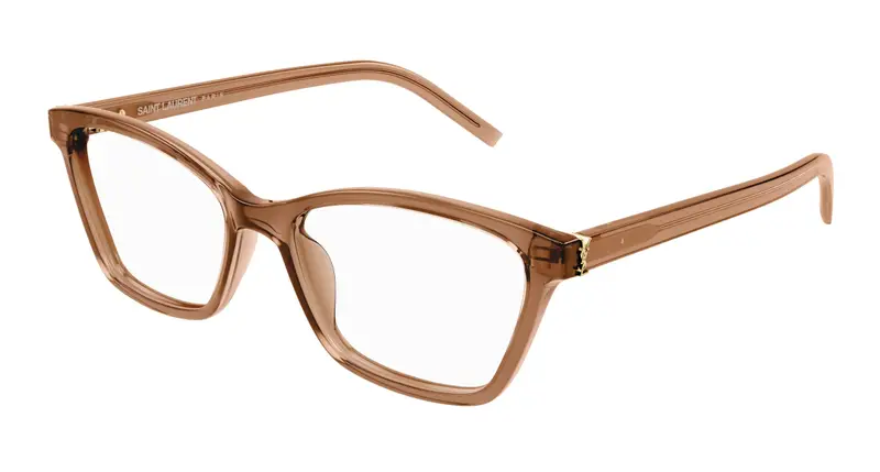 SAINT LAURENT Donna SL M128 012 Montature da vista Acetato Marrone Trasparente Cat Eye Antiriflesso