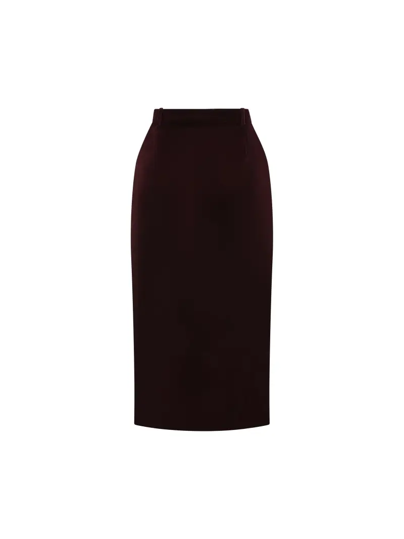 Gonna Midi A Incrocio In Velluto ROSSO miniatura 2