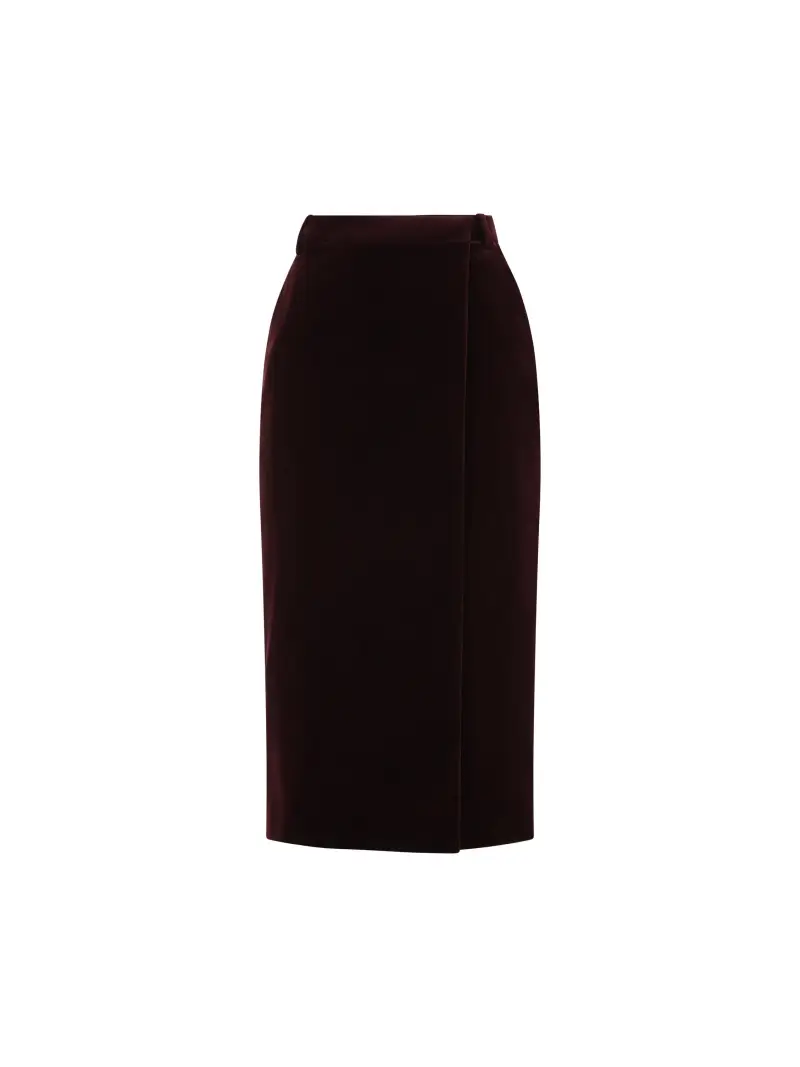 Gonna Midi A Incrocio In Velluto ROSSO