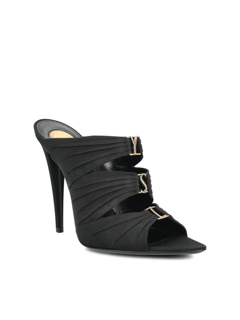Mule Emilie In Crêpe Satin NERO miniatura 2