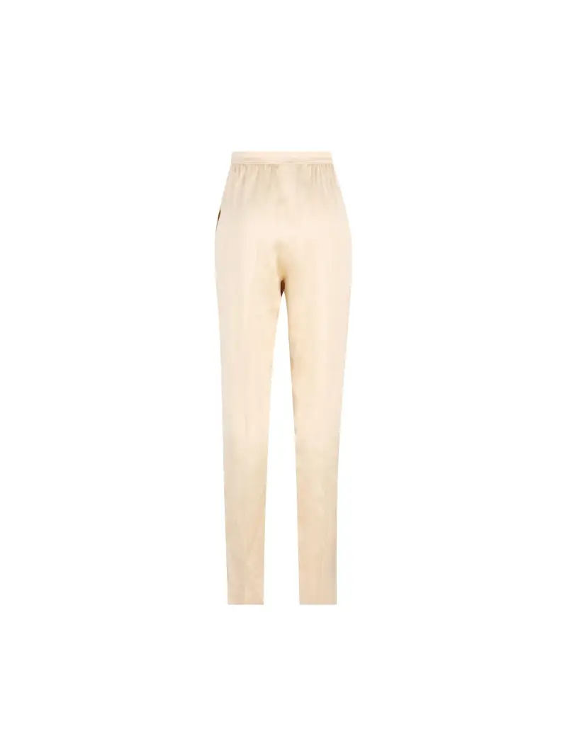Pantaloni In Seta BEIGE miniatura 2