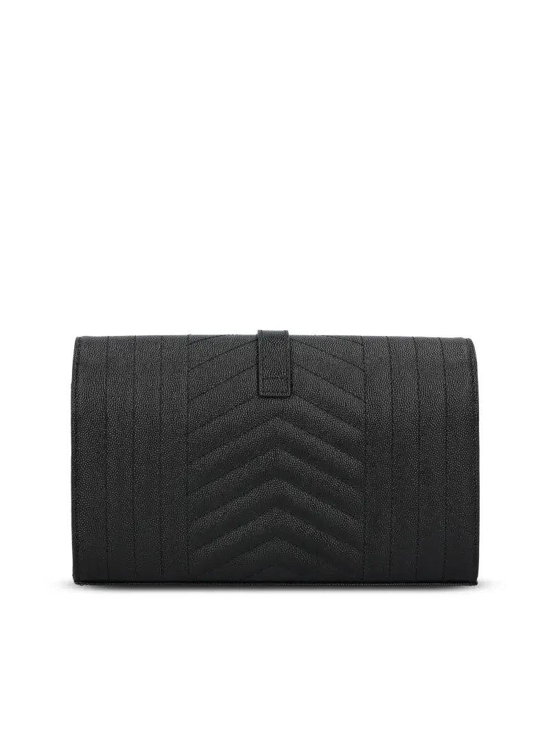 SAINT LAURENT Pochette Envelope In Pelle NERO miniatura 2