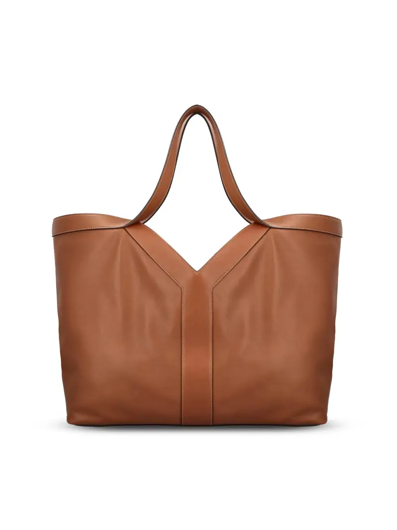 Tote Bag Y Oversize In Pelle MARRONE miniatura 2