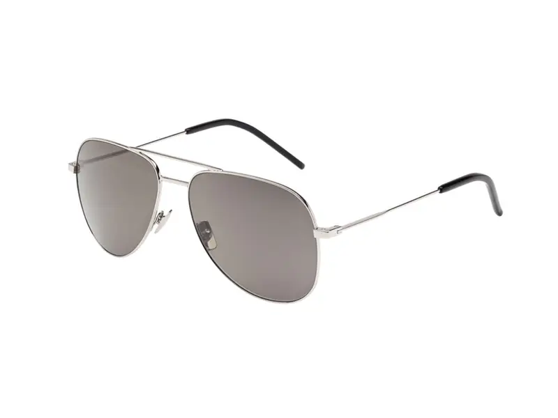 SAINT LAURENT Unisex CLASSIC 11 010 Occhiali da sole Metallo Argento Grigio Pilot Normale