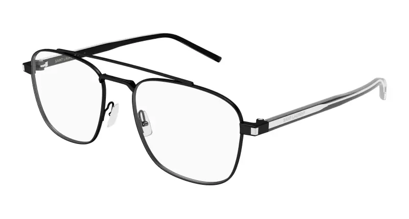 Unisex SAINT LAURENT SL 665 OPT 001 Montature da vista Metallo Nero Trasparente Pilot