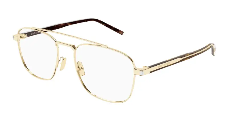 Unisex SAINT LAURENT SL 665 OPT 003 Montature da vista Metallo Oro Trasparente Pilot