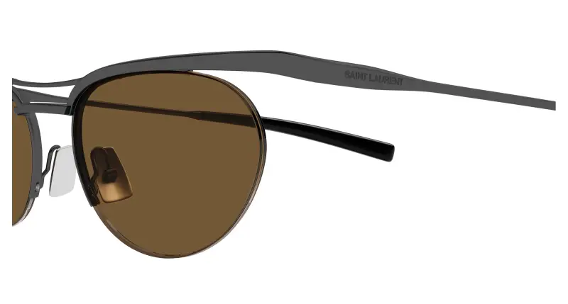 Unisex SAINT LAURENT SL 862 003 Occhiali da sole Metallo Rutenio Marrone Rotonda miniatura 3