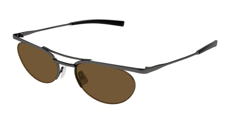 Unisex SAINT LAURENT SL 862 003 Occhiali da sole Metallo Rutenio Marrone Rotonda