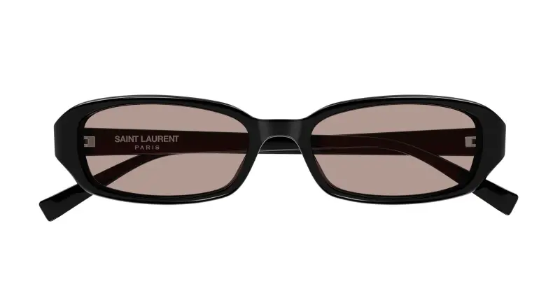 Unisex SAINT LAURENT SL 872 ERIN 002 Occhiali da sole Acetato Nero Marrone Rotonda miniatura 2