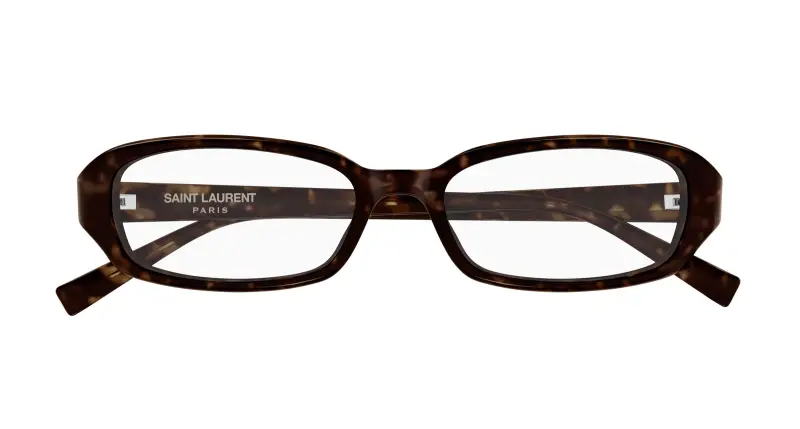 Unisex SAINT LAURENT SL 872 ERIN OPT 002 Montature da vista Acetato Havana Trasparente Rotonda miniatura 2